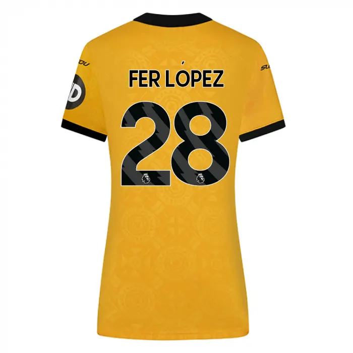 Wolverhampton Wanderers Shirt Store | 2025-26 Wolves Home Shirt – Womens FER LOPEZ 28 Collection Wolverhampton Wanderers Official Gear